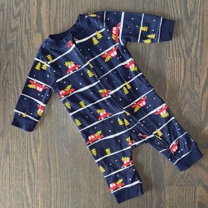 Old Navy Navy Holiday Cars Zip One-Piece | 0-3M